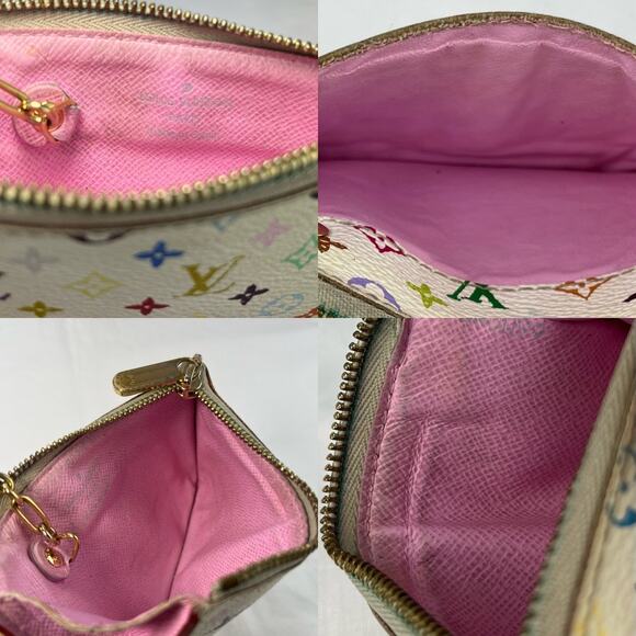 LOUIS VUITTON White Multicolor Murakami Key Coin Pouch Wallet - Picture 10 of 10
